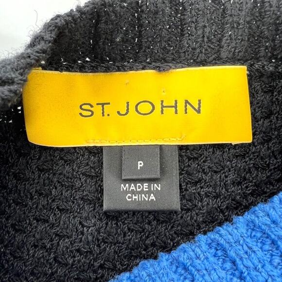 St. John Yellow Label Black Blue Color Block Sweater Size S - Picture 7 of 9